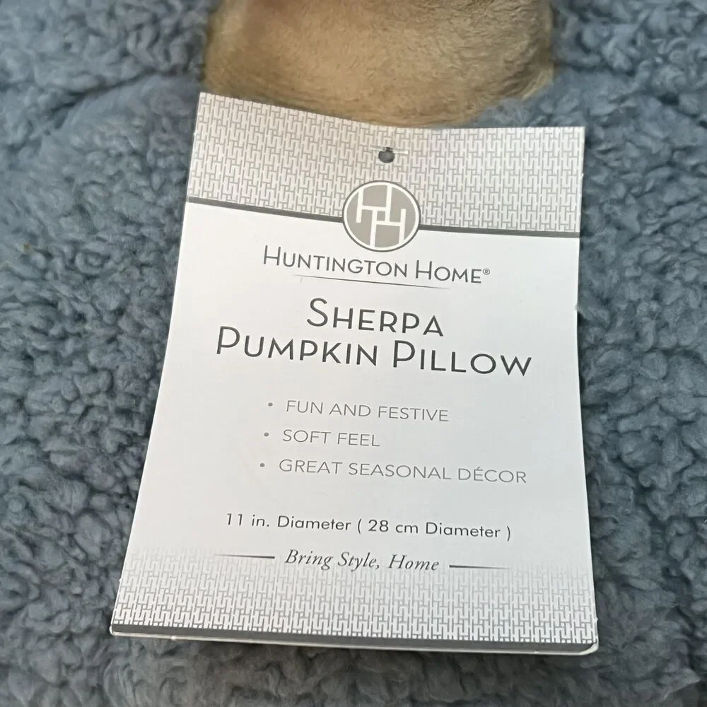 Huntington Home Sherpa Pumpkin Pillow Plush 11in Fall Decor Thanksgiving Holiday